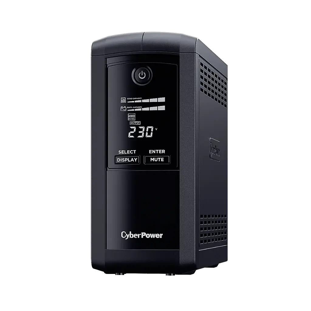 CyberPower VP1000EILCD - Value Pro 1 kVA / 550 W Line Interactive Tower UPS (6 × IEC C13 outlets, LCD display)