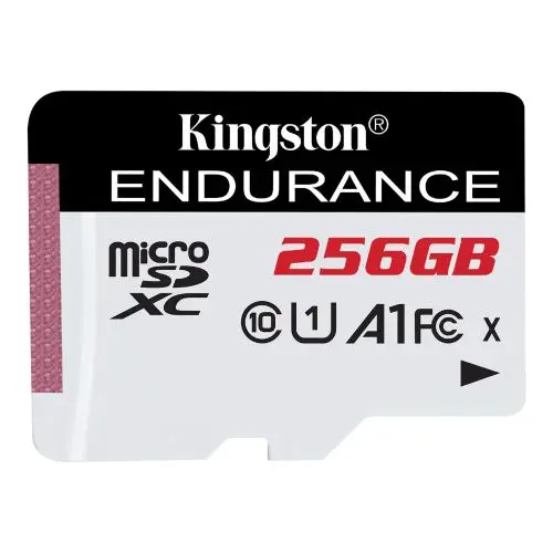 Kingston 256GB High-Endurance microSDXC Card, UHS-I Class 10, U1, 24/7 Recording, Durable, 95MB/s